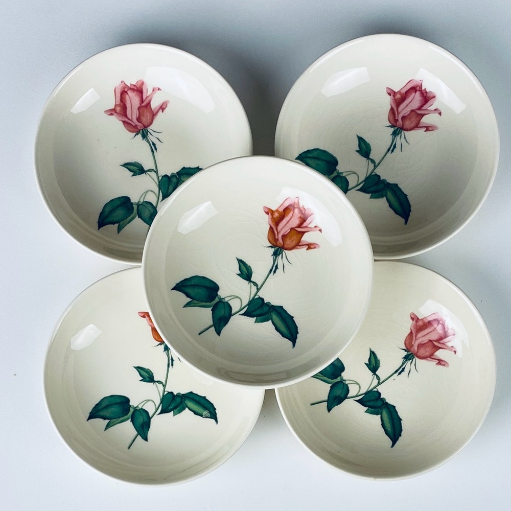 Long Stemmed Rose Vintage Harmony House Betsy Rose Set of 5 Dessert Plates